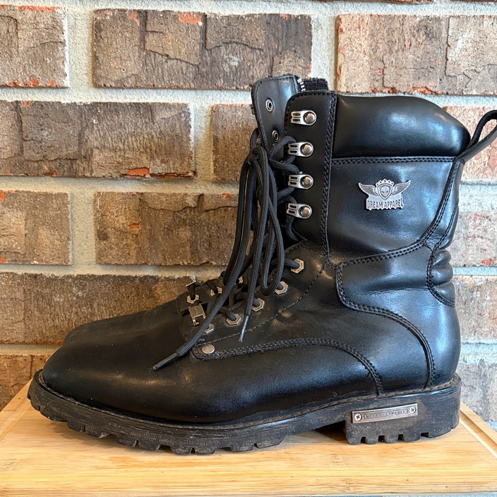 Black Leather Lace-Up Boots